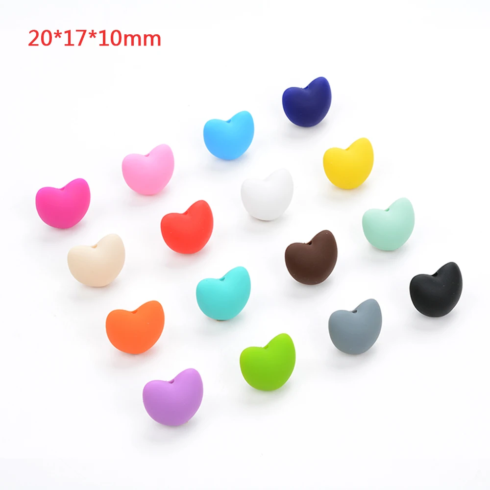 LOFCA 50 pcs/lot Hot Heart Shape loose Silicone Beads For Necklace Silicone  Beads For BPA  free DIY Bead Jewelry Accessories