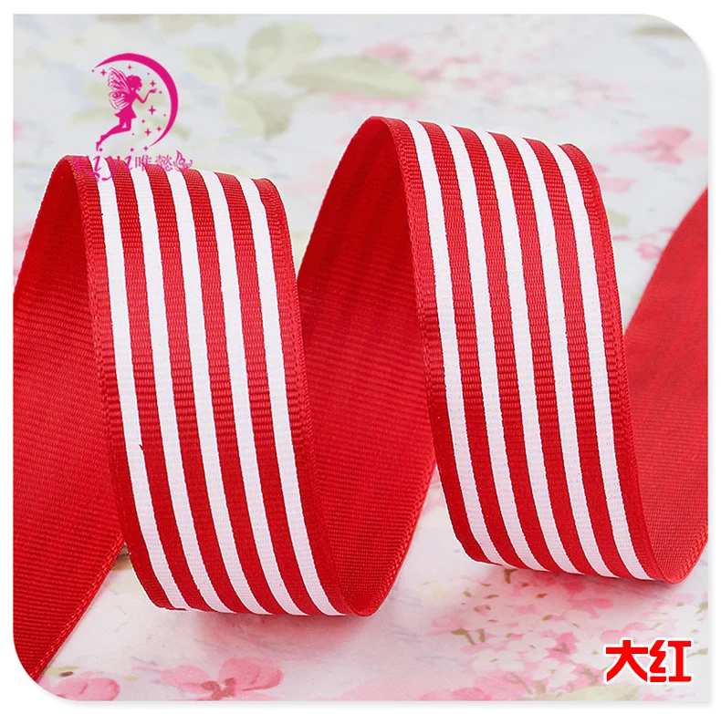 New (1 Meter/lot) 1\'\'(25mm) Stripe Grosgrain Ribbon Printed Gift Wrap Ribbon DIY Home Decoration Gift Wrapping Christmas Ribbon