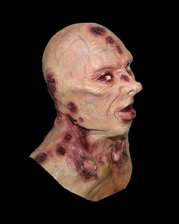 Halloween Horror Zombie Mask Demon Monster Latex Mask Bleeding Full Head with Chest Scary Fancy Costume Party Mask