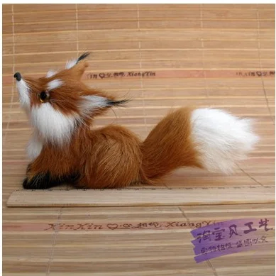 

small simulation fox toy polyethylene & furs light brown look up fox doll gift 15x6x7cm 1015