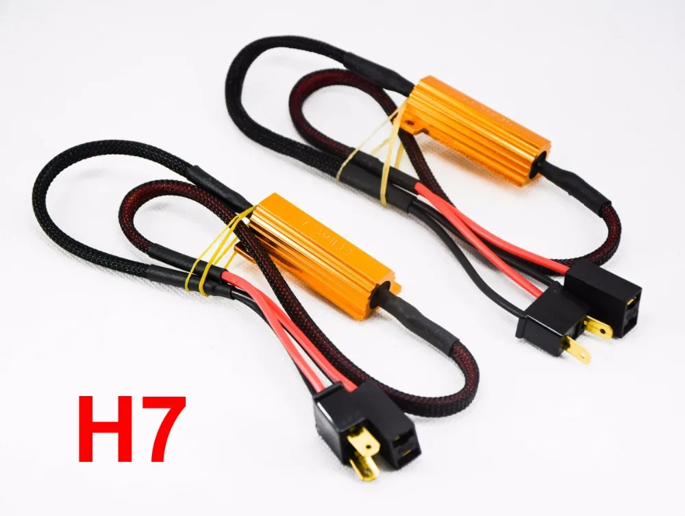 10x 50W 6ohm Gold Fuse LED Headlight Canbus Error Canceler H1 H7 H8 H9 H11 9005 9006 LED Decoder Load Resistor Anti-Hyper Flash