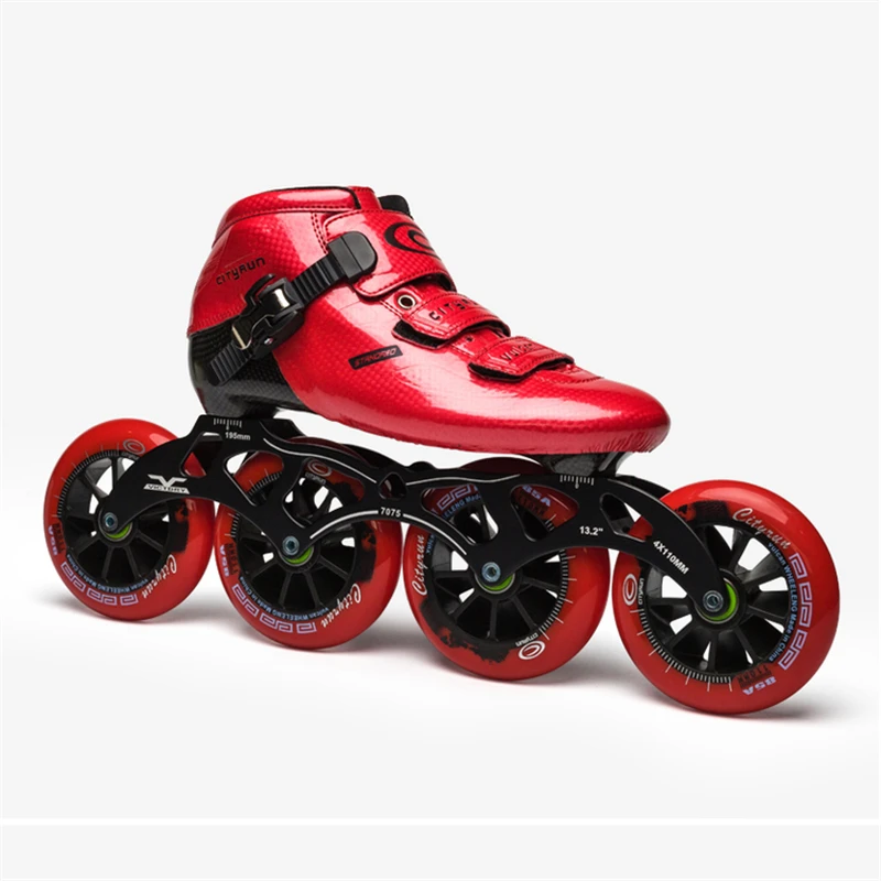 Cool Edition 6-Layer Carbon Fiber Inline Speed Skates for Professional Racing Player, High Elastic 85A Indoor Track PU Wheel