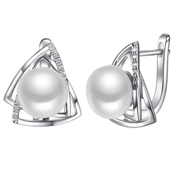 Sinya Natural Freshwater Pearls Fine Jewelry 925 Sterling Silver Earrings for Women Lover Mum Fashion Gift