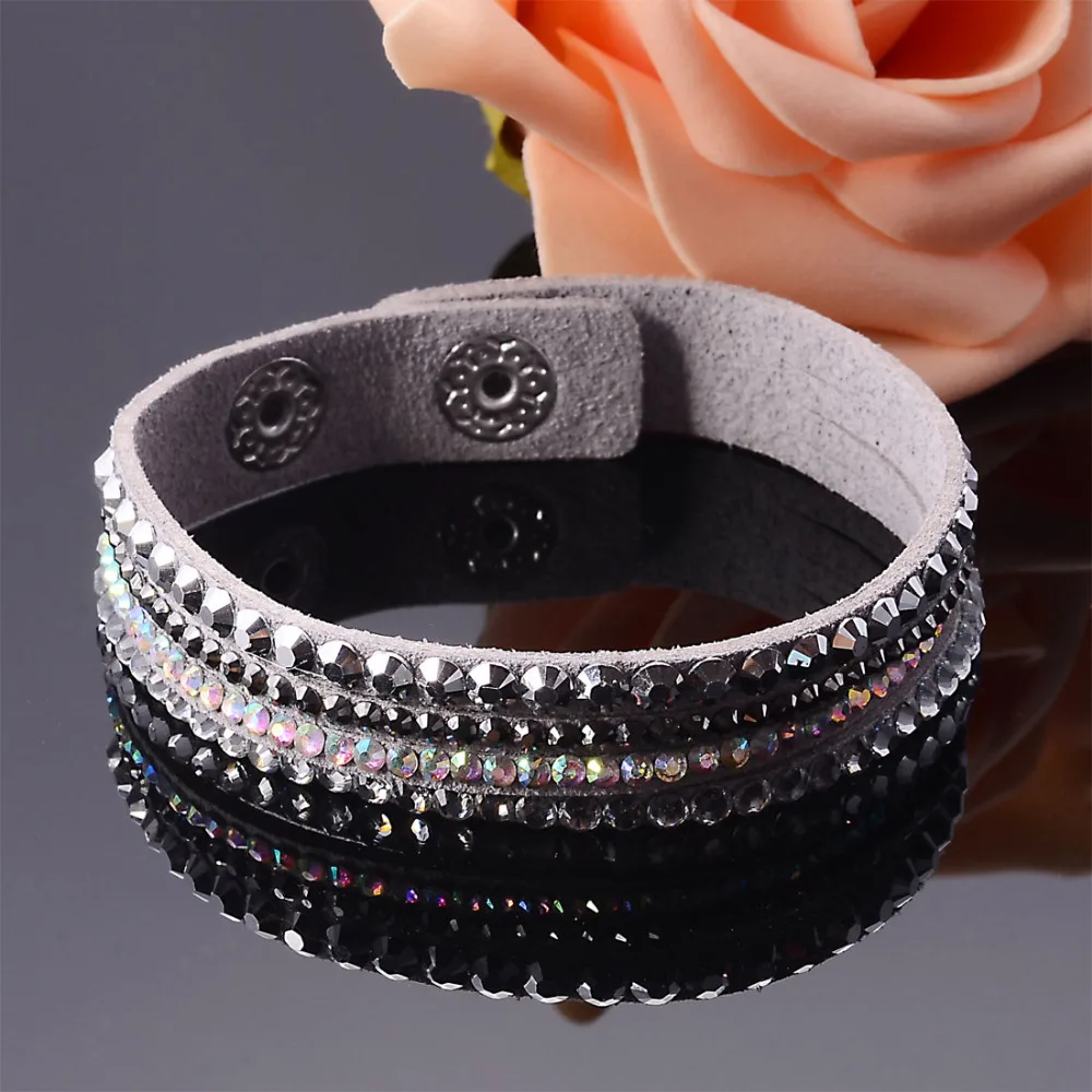 Miasol Multiple Straps Rhinestone Bling Crystal Women Girls Adjustable Bracelets