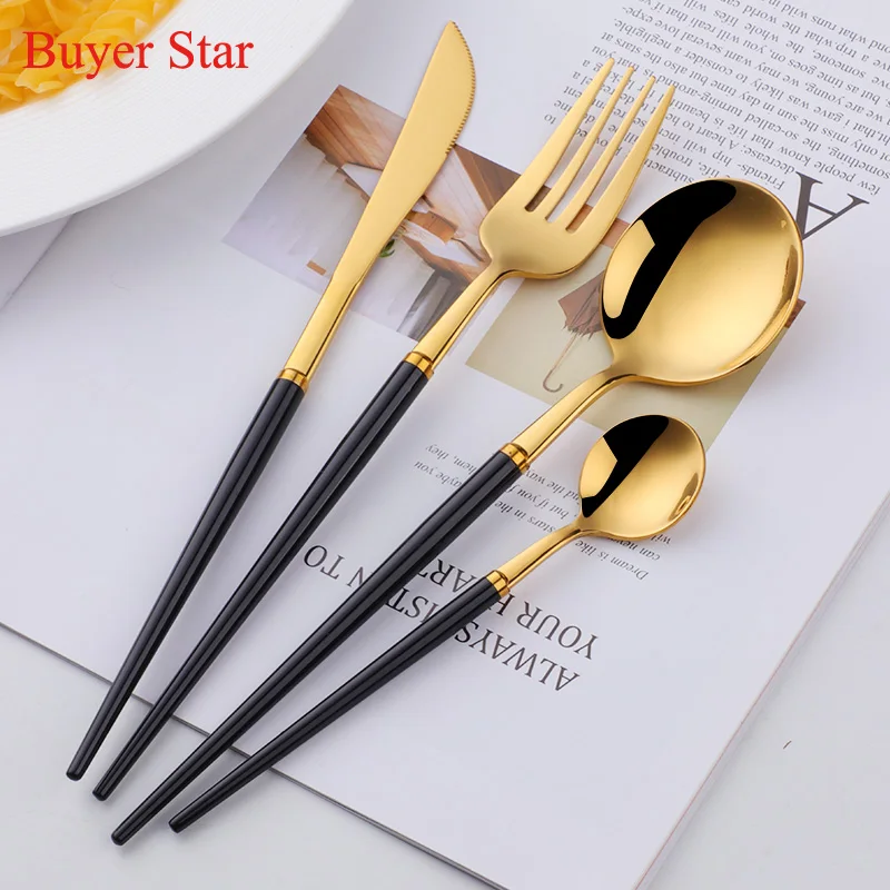 

Colorful Stainless Steel Flatware Cutlery Set Fashion Knife Fork Spoon Coffee Spoon Set Dinnerware Tableware For Drop Shipping