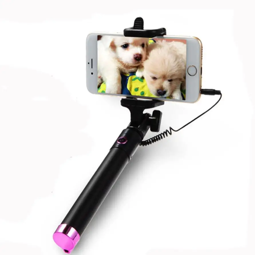 2019 New Fashion Universal Portable Handheld Self-Pole Tripod Monopod Stick For Smartphone Wired Selfie Stick For iPhone 6/6s