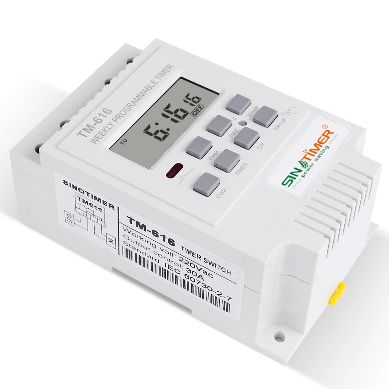 SINOTIMER 30AMP Control Load 7 Days Programmable Digital TIME SWITCH Relay Timer Control 220V Din Rail Mount