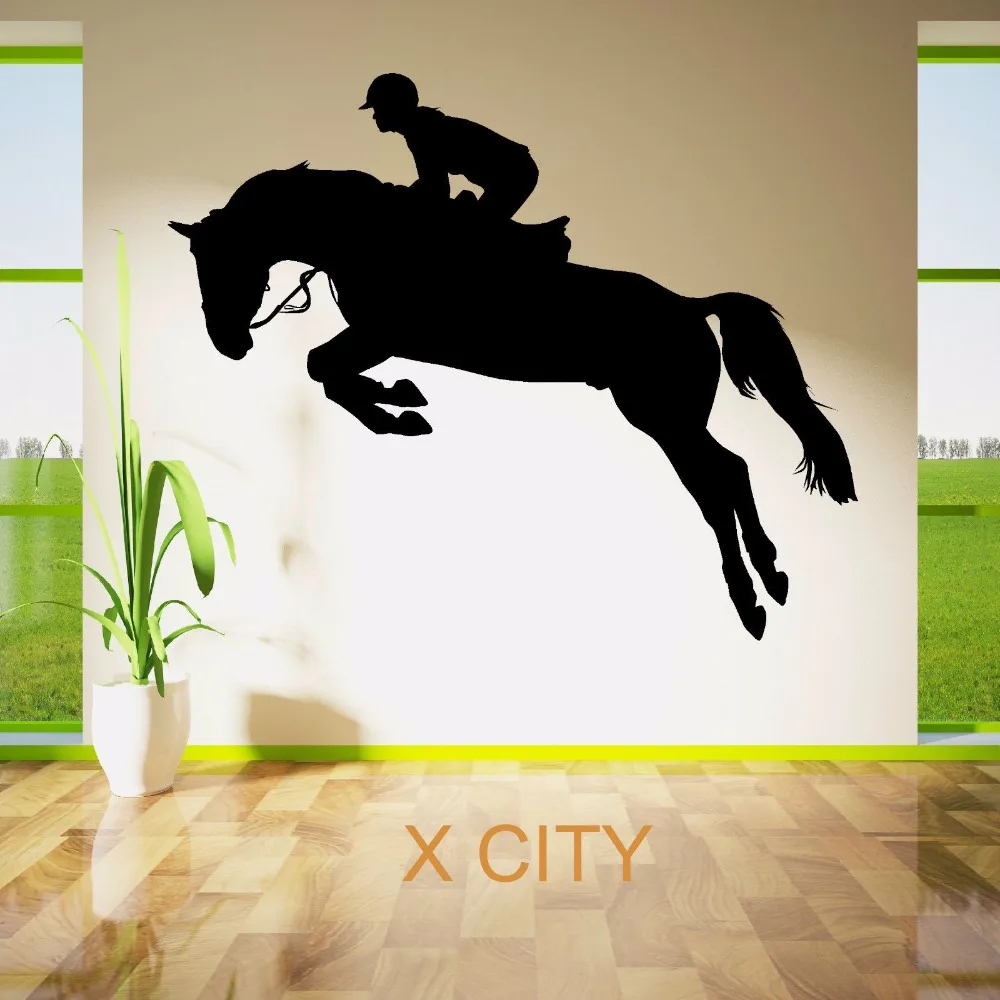 HORSE JUMPING SHOW RIDER JOCKEY Racing Equestrian Sport Wall Sticker Self Adhesive Vinyl Art Window Decal Door Room Decoration