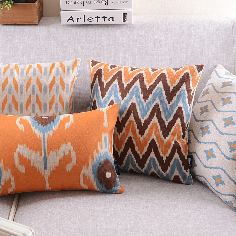 scandinavian cushions cover Home decorative Cushion Cover  Orange Brown Blue Abstract Geometric Pillow Case For sofa 45x45cm