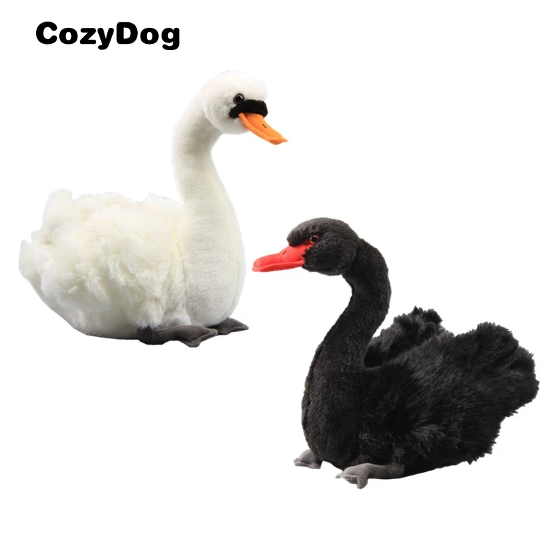 Simulation Animal Swan Plush Toy 25 CM 10'' RealLife Soft Stuffed Dolls Super Soft Plush Lifelike Swan Black White Swan