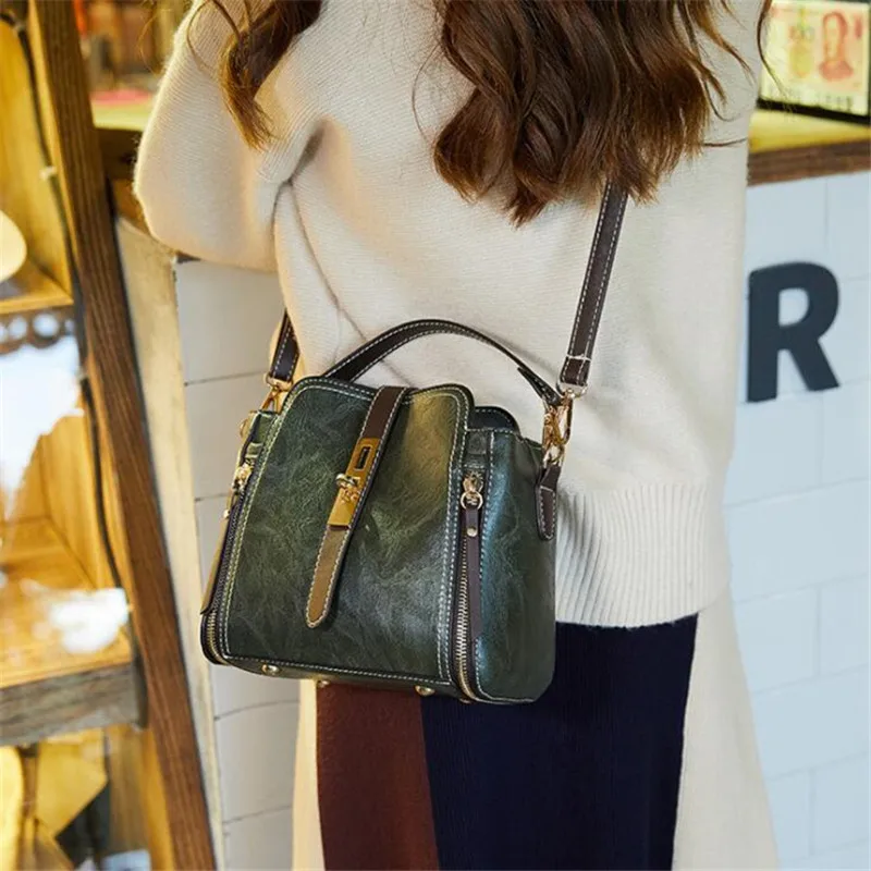 PU Leather Handbags for Women Designer Top Handle Bag Vintage Single Shoulder Bag Ladies Luxury Brand Crossbody Messenger Bags