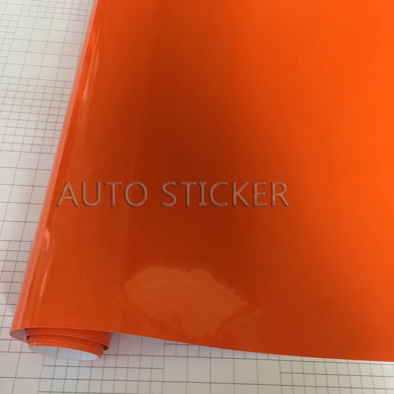 10/20/30/40/50X152CM Orange Glossy Vinyl Film Sticker Blue Green Gray Gloss Wrap Foil Decal Car Motorcycle Bike Scooter Wrapping