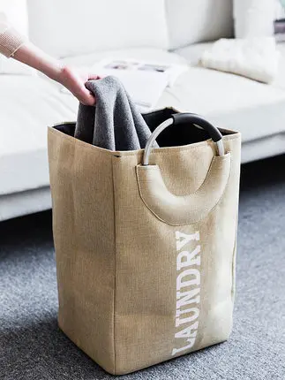 

Linen Dirty Clothes Bag Nordic Large Dirty Clothes Storage Basket Moisture-Proof Hamper Storage Basket