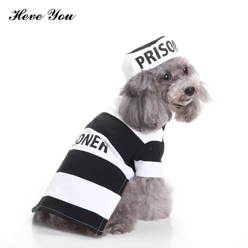 Heve You Coat Pet Funny Prisoner Clothes Set Christmas Dog Clothing Dressing Up Party Clothes Pet Cats Products for Pets