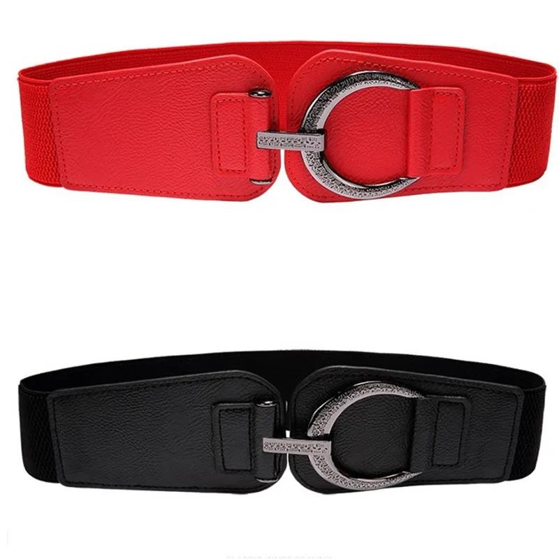 Chất Lượng Cao Thời Trang Cummerbunds Nữ Rộng Thun Da HOT Đầm Áo Khoác Cummerbund Ceinture Cao Cấp Xòe Nữ Màu Đỏ