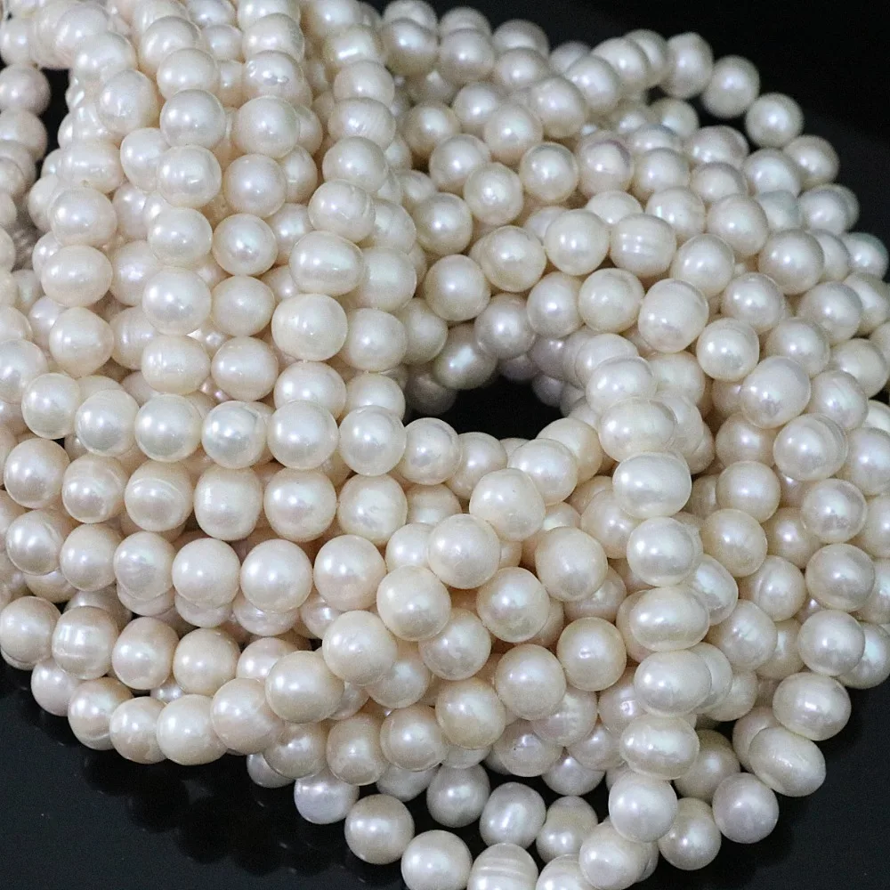 Charms natural white freshwater pearl round loose beads women fashion diy fine jewelry making 15inch B1392