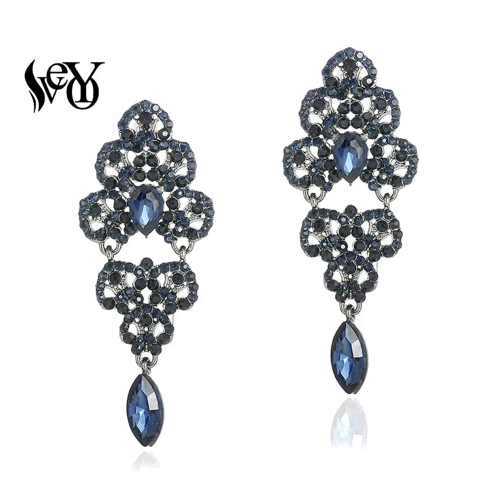 

VEYO Luxury Hollow out Full Rhinestone Drop Earrings for Women Vintage Earings Fashion Jewelry Brinco New