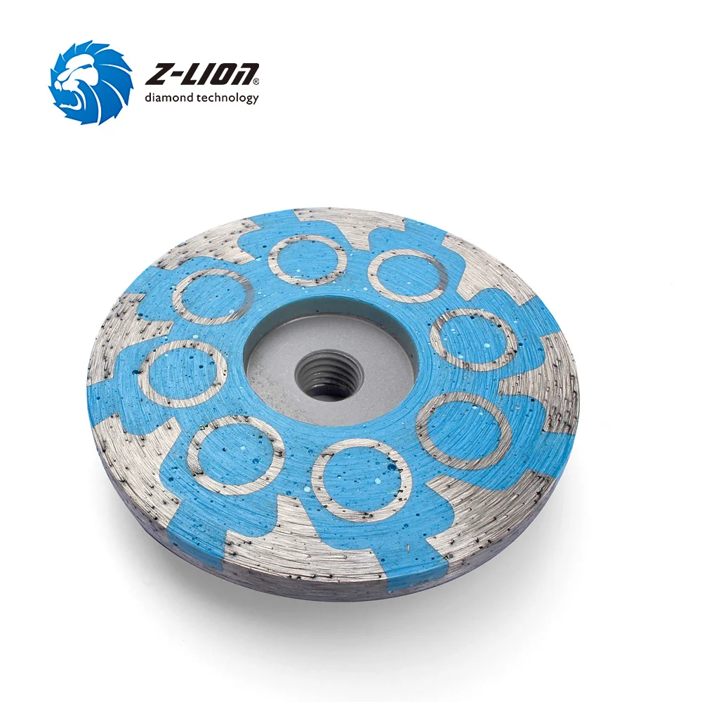 Z-LION 3pcs Diamond Grinding Disc Cup Wheel M14 Thread 4 Inch Resin Filled Metal Bond Sanding Disc Lower Noise with Great Finish