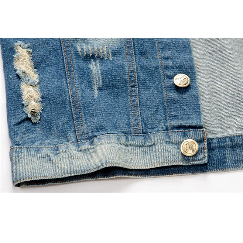 Sokotoo Men\'s  denim vest male five-pointed star letter outerwear patchwork denim jacket Plus large size tank top