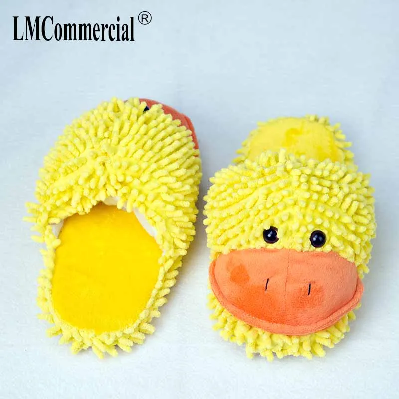 Yellow duck Lovers Warm Woman Slippers Winter Plush Home Floor Shoes House Slippers Children men women home shoes indoor