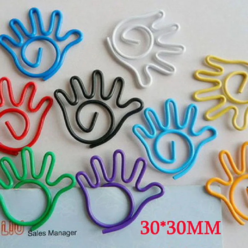 WHOLESALE METAL HAND SHAPED PAPER CLIPS  BOOKMARK OFFICE SUPPLIES CLIPS MIX COLOR