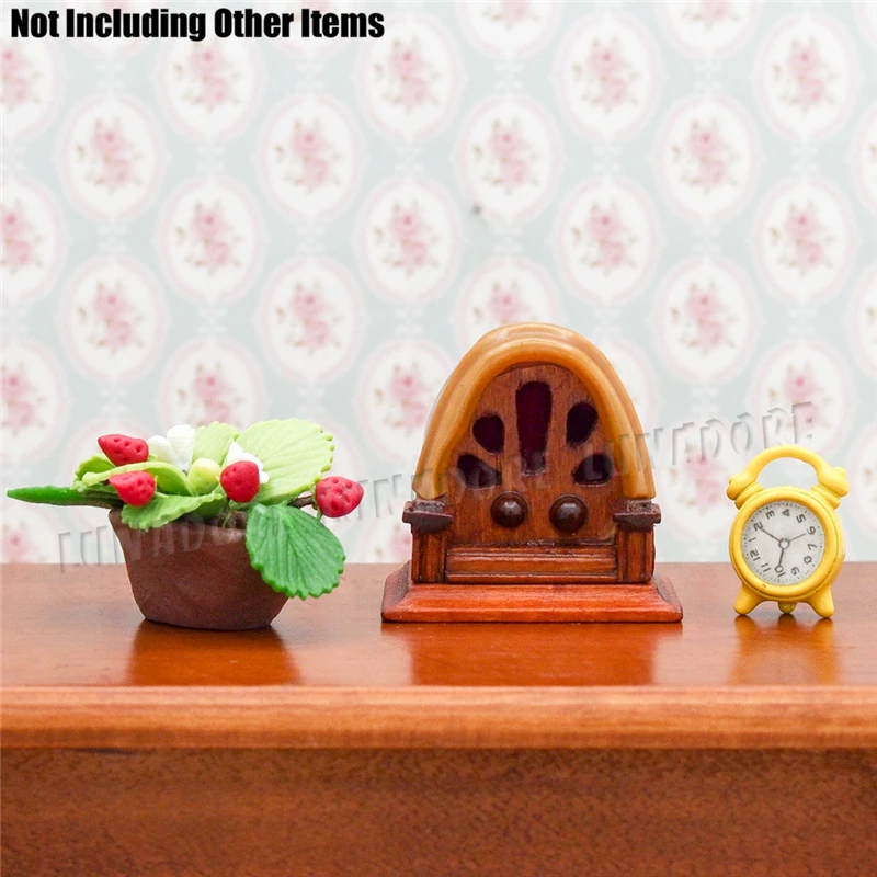 Odoria 1:12 Miniatuur Vintage Antieke Tafel Radio Hout Woonkamer Slaapkamer Thuis Poppenhuis Accessoires Poppenhuis Decoratie