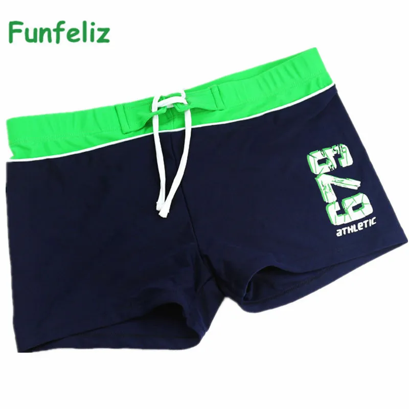 Baby Boys Swimwear Brand New Children's Swimming Trunks for Kids Cute Letter Blue Bathing Suit 6-16 Years Old