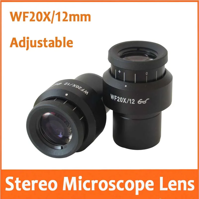 

WF20X Power 12mm Field of View High Eyepoint Adjustable Plan Optical Stereo Microscope Eyepiece Glass Lens 30mm