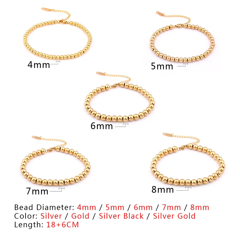 Men Bead Bracelet Stainless Steel Jewelry Bracelet For Women Beads Bracelets Fashion Simple Couple Jewelry Gift