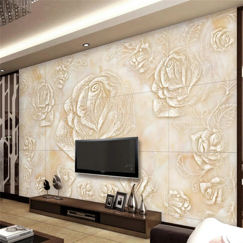 

wellyu papel de parede papier peint Custom wallpaper European marble tiles TV sofa background wall relief mural tapety