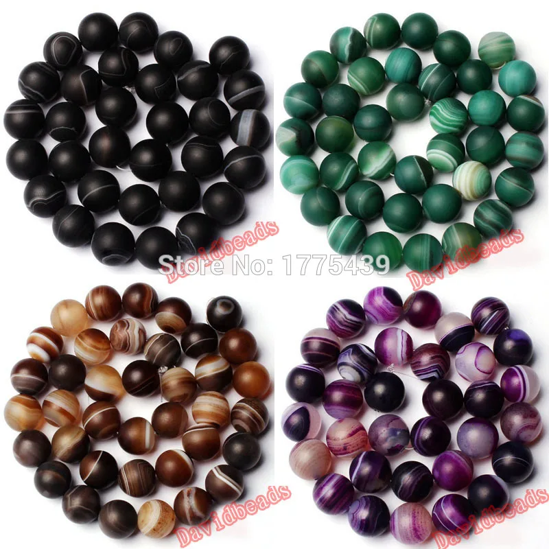 Natural Stone Frost Grind Arenaceous Blue Magenta Orange Red Stripe Agat Onyx Round Loose Beads 6 8 10 MM Pick Size