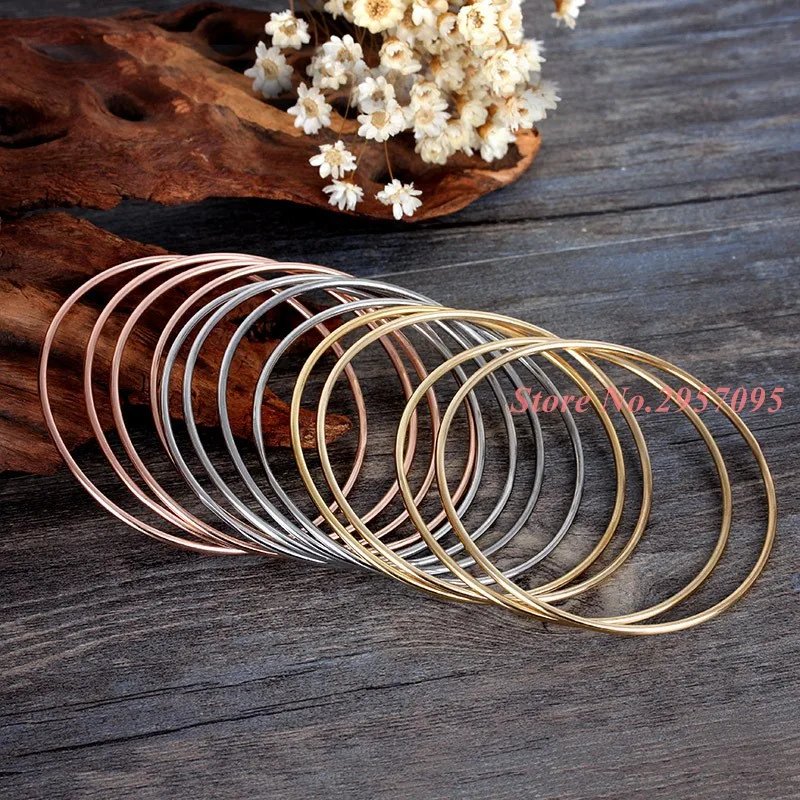 New Design Fashion 12Pcs Set Round Bracelet Cuff Silver/Gold/Rose Gold Color Stainless Steel Bangles Bracelets For Women