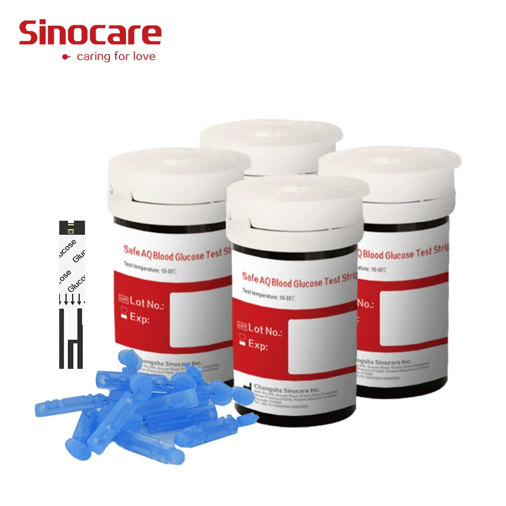 50/100/200/300/400pcs Sinocare AQ Smart & AQ Voice Blood Glucose Test Strips and Lancets for Diabetes Tester