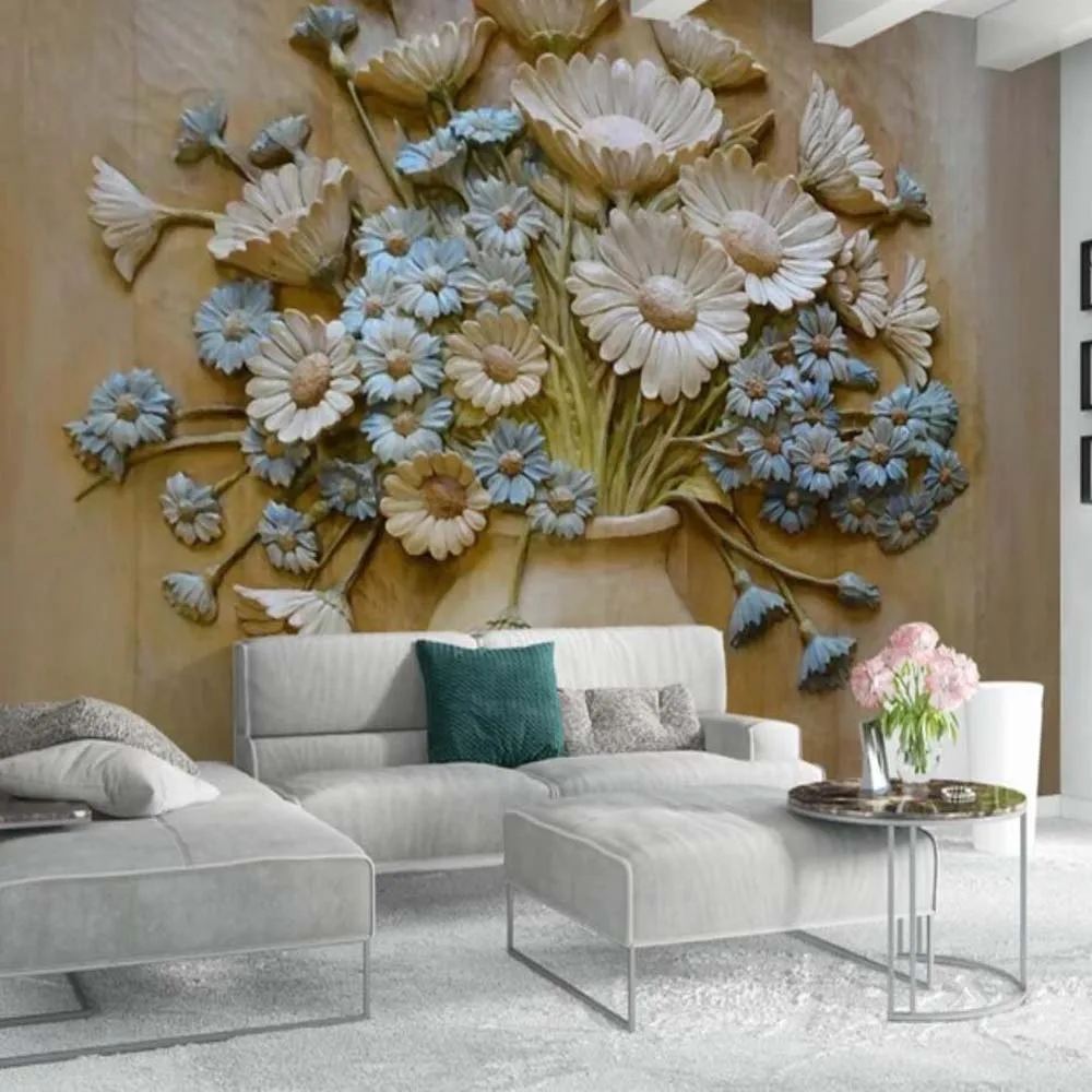 

HD Mural Embossed Flower Photo Wallpaper Mural Living Room Bedroom Home Wall Decor Para La Casa Wall Paper Nature Custom Size