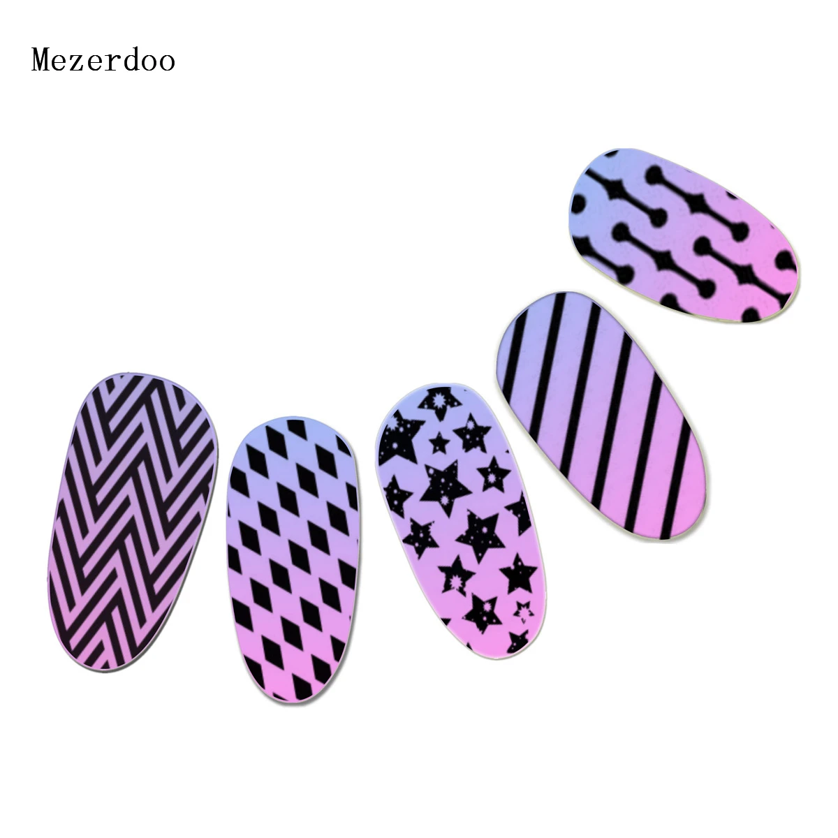 Lớn Thiết Kế Nail Art Stamp Template Sáng Tạo Hình Học Mô Hình Dòng Stamping Ảnh Tấm 12X6 cm Mezerdoo10