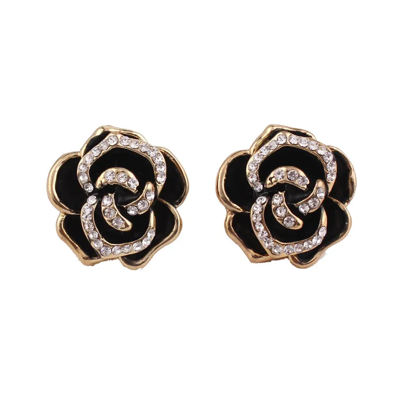 GRACE JUN Vintage Gold Color Rose Flower Shape Clip on Earrings No Pierced for Women Gorgeous Cushion Earrings Needn\'t Ear Hole