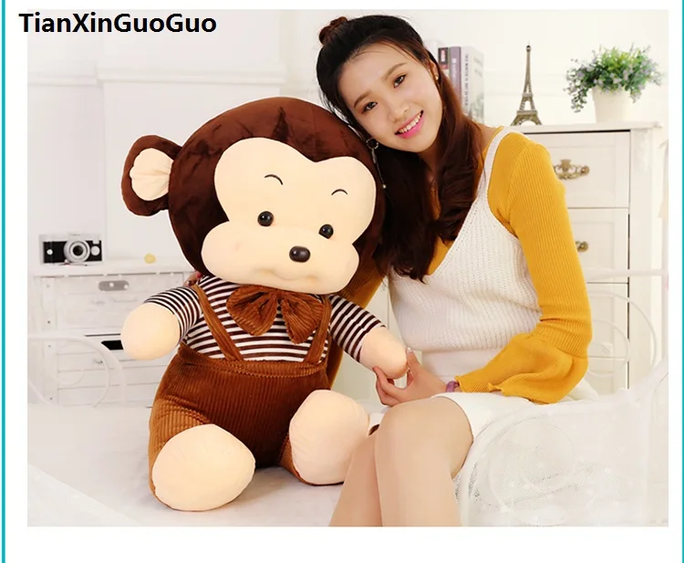 

large 50cm cartoon monkey plush toy dressed cloth monkey soft doll throw pillow birthday gift s0539