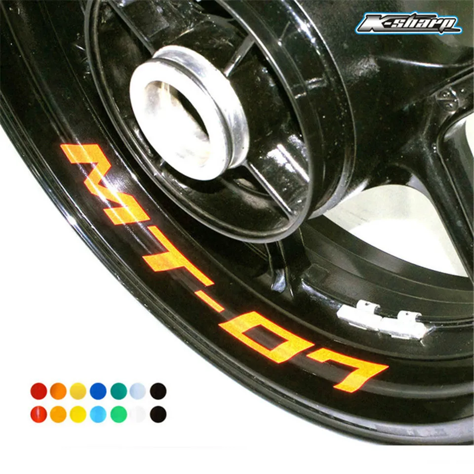 

8 X CUSTOM For MT07 MT 07 MT-07 Motorcycle INNER RIM Waterproof Decorative Decals Stickers Wheel Reflective Stickers