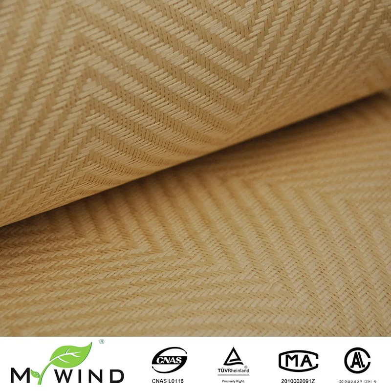 

Light Yellow Texture Paper Weave Wallpaper Classic Living Room Walls Design Popular Interior Wall Decoration Material