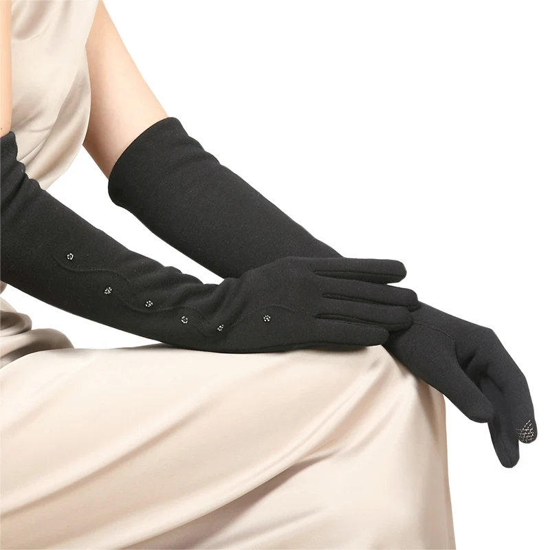 Spun Velvet Woman Gloves Cuff Female Autumn Winter Five Finger Gloves Knitted Thickening Warm Arm Sleeve Warmers BL023N1