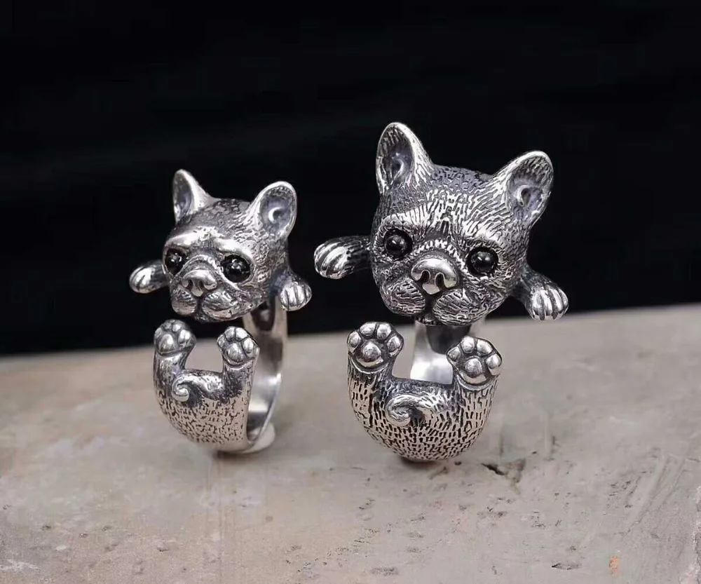 Trendy Vintage Adjustable French Bulldog Ring