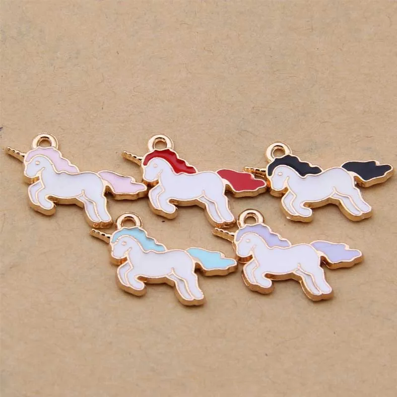 100pcs 21*14mm unicorn drop oil pendants DIY alloy necklace earrings accessories wholesale