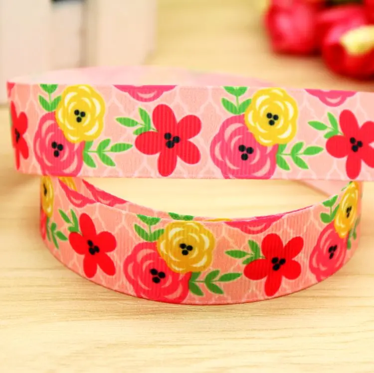 

Лента с цветочным принтом 7/8 дюйма, бант из волос, головной убор, украшение, оптовая продажа OEM 22 мм H5439