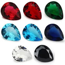 50pcs 2x3-13x18mm Pear Shape Loose Glass Stone Rose Red Color Blue Green White SeaBlue Black