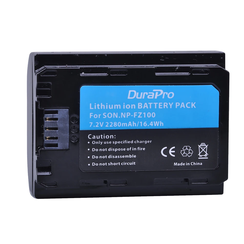 DuraPro 3PC 2280mAH NP FZ100 Battery + LCD Charger for Sony BC-QZ1 Alpha 9, A7RIII, ILCE-7RM3,A9R, Alpha 9s,A6600,A6700 Camera