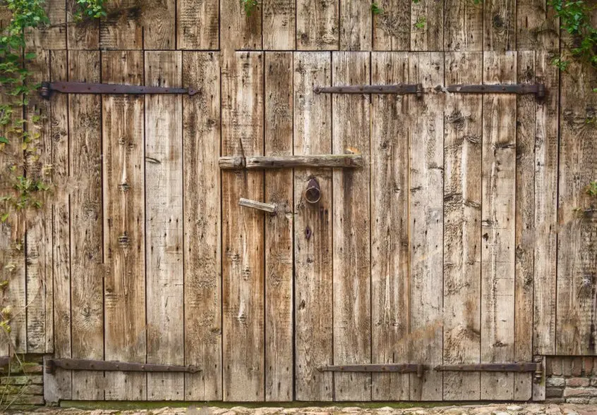 Old Weathered Wooden Barn Door Steel backdrops  High quality Computer print wood photography backgrounds