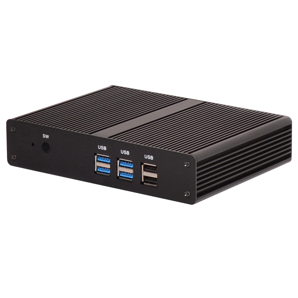 HUNSN Mini-pc zonder ventilator, desktopcomputer, HTPC, BM05, Kodi Box, Celeron 4205U 5205U, Windows 11/Linux Ubuntu, VGA, HDMI, LAN, 6USB