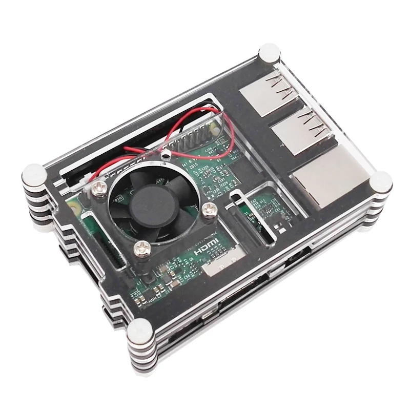 Capa raspberry pi 3b + caixa raspberry pi preta e transparente com ventilador