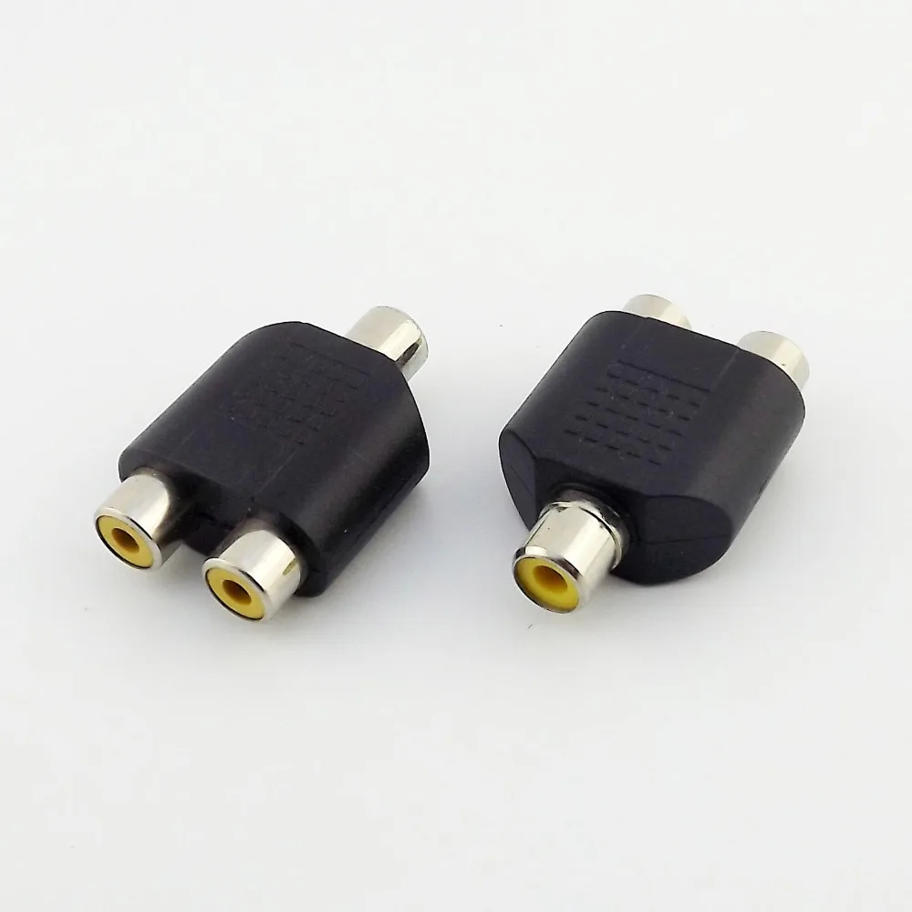 10 pcs RCA Fêmea Para Jack Dupla 2X Rca Fêmea Y Splitter Adaptador de Áudio Conector