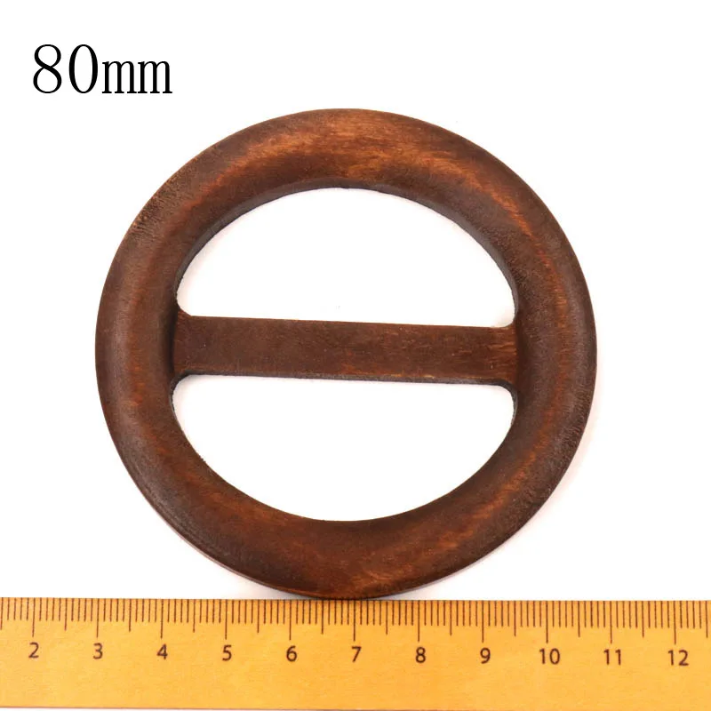 Mix Size Round Shape Garniture Handmade Wooden Crafts Belt Buckle Ring Wood Clothes Accessories Sewing Children DIY  50-75mm 1pc